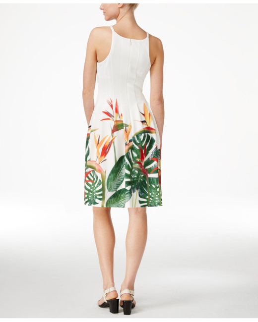 Calvin klein fit top and flare dress white