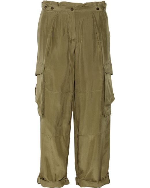 Alexander McQueen Green Silk Cargo Pants
