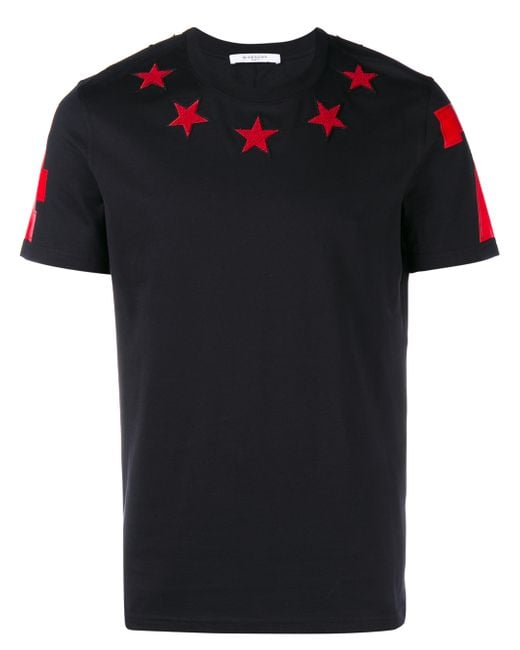 Givenchy Black Star Embroidered T-shirt for men