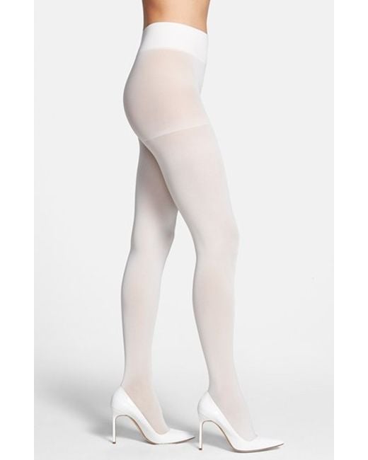 Dkny Opaque Control Top Tights in White | Lyst