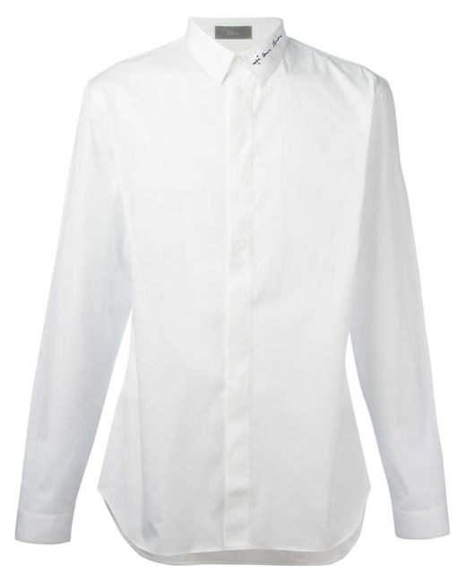 Dior Homme White Embroidered Collar Shirt for men