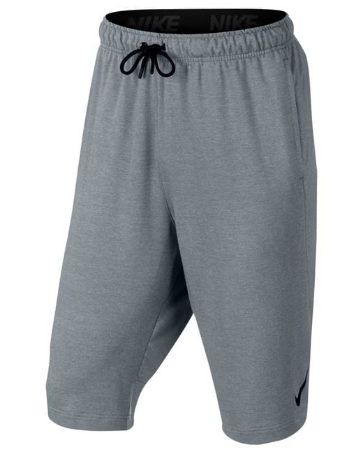 Nike Men's Dri-fit Fleece Long Shorts in Gray for Men | Lyst