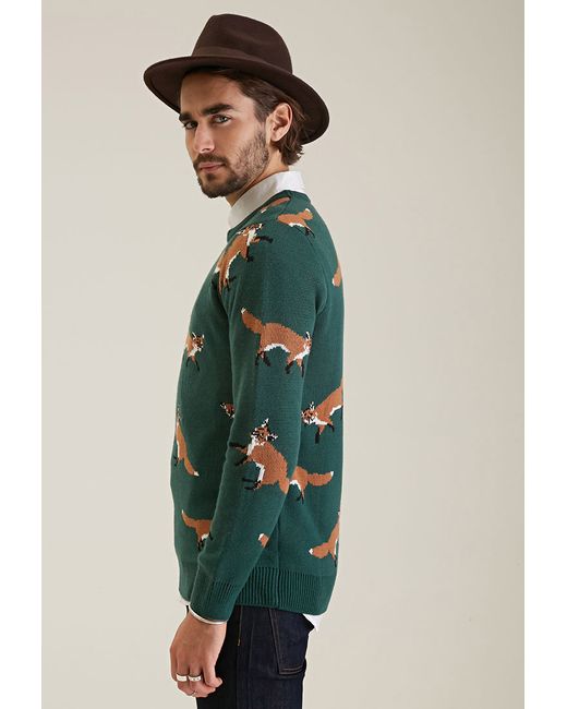 Forever 21 Fox-patterned Crew Neck 