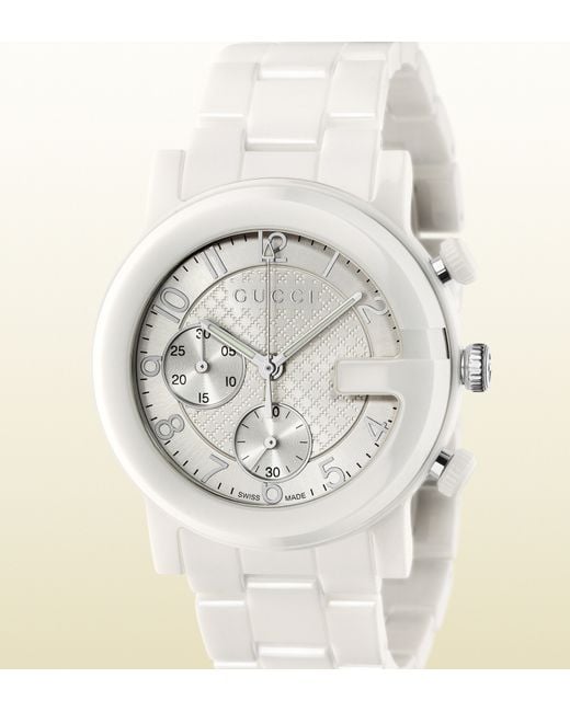 Gucci White G-chrono Ceramic Watch