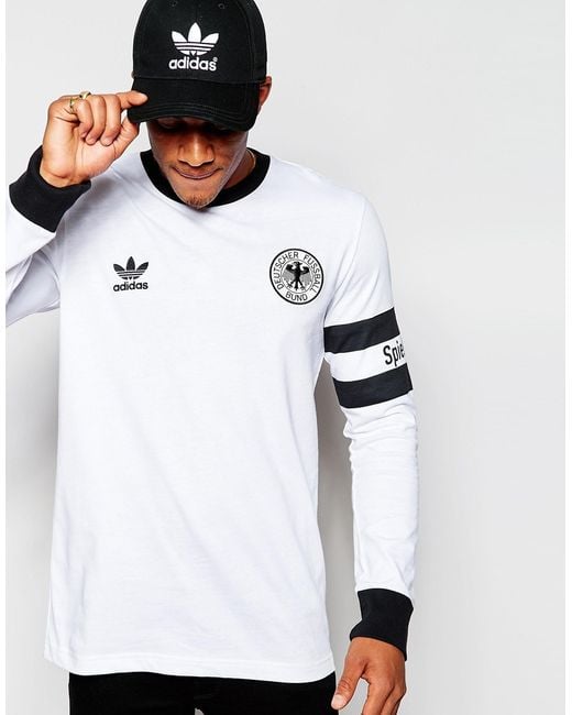 Adidas Originals White Retro Beckenbauer Long Sleeve T-shirt Ab7459 for men