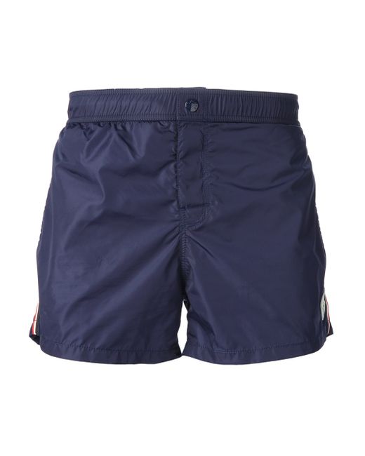 Moncler Blue Tricolor Stripe Swim Shorts for men