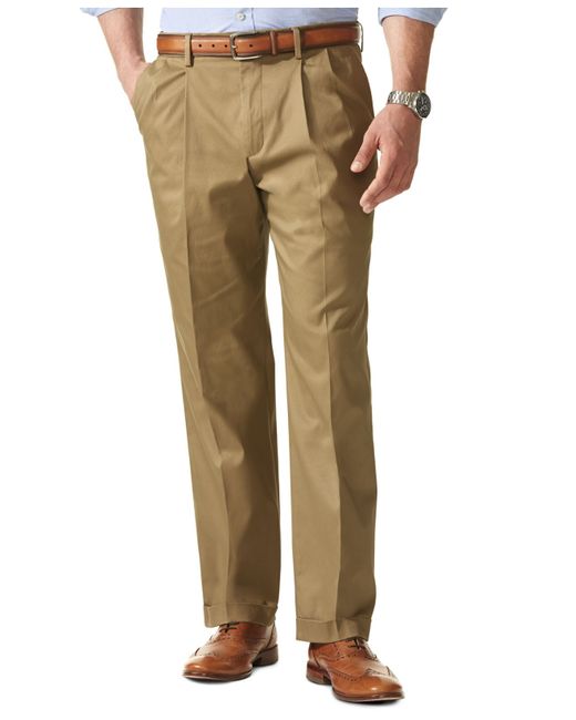 Dockers Never Iron Classic Fit Big And Tall Pleated Pants in Brown for