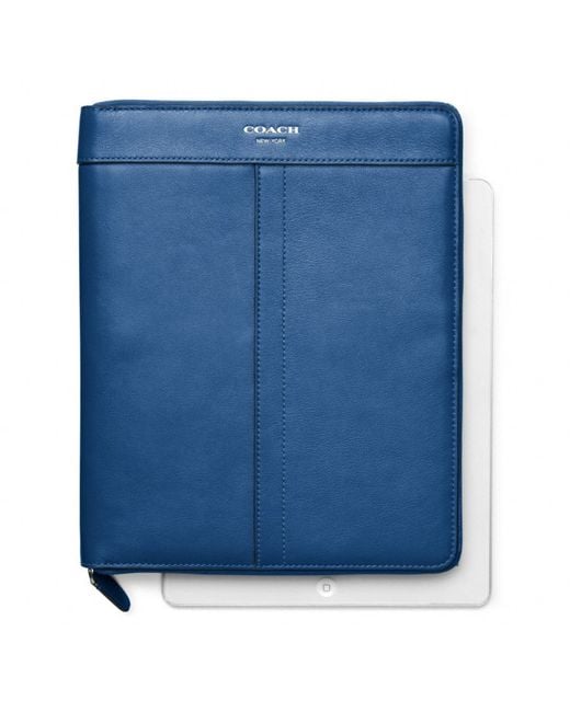 COACH Legacy Leather Zip Around Ipad Case in Blue | Lyst