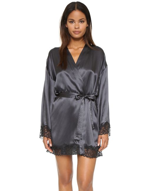Calvin Klein Fearless Silk Robe in Gray | Lyst