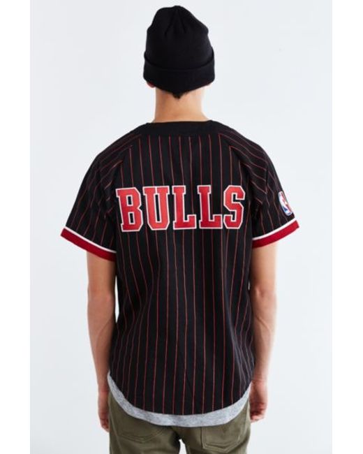 1) Chicago Bulls Men's Red Button-Up Baseball Jersey by Mitchell