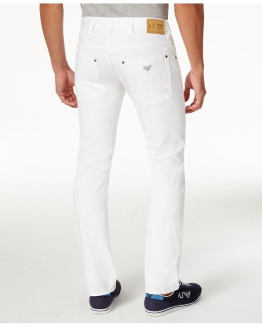 indad Forkæle Grisling Armani Jeans Men's Slim-fit Jeans in White for Men | Lyst