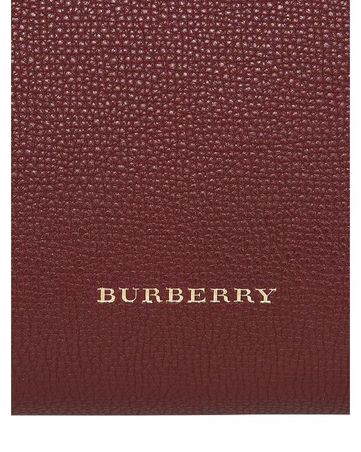 Burberry Medium Banner Leather & Check Bag in Purple | Lyst