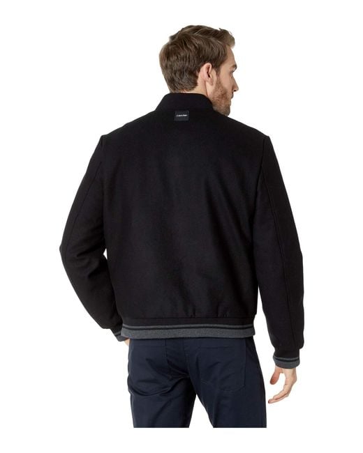 Lyst Calvin Klein Wool Bomber Jacket With Contrast Rib Tipping in