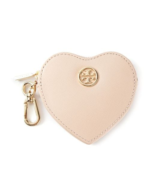 Tory Burch Pink Heart Coin Case Key Fob