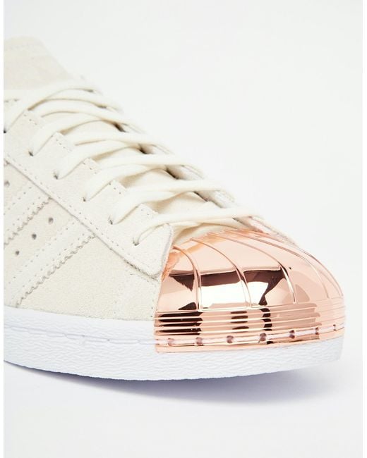 adidas Originals Originals Superstar 80s Rose Gold Metal Toe Cap Trainers  in White | Lyst