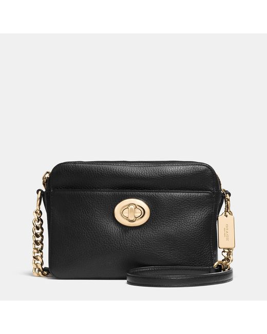 Coach | Black Turnlock Camera Bag In Pebble Leather | Lyst