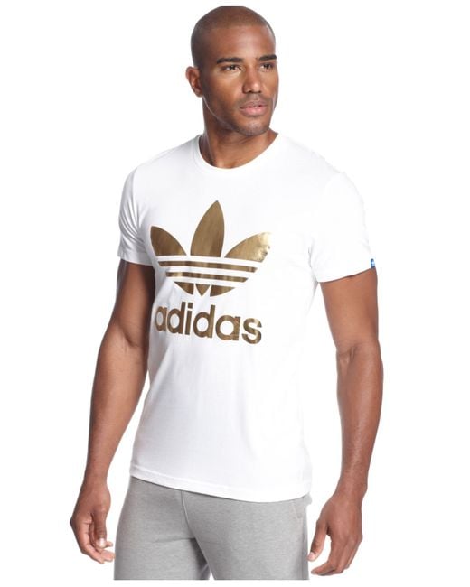 Adidas White Metallic Trefoil T-Shirt for men
