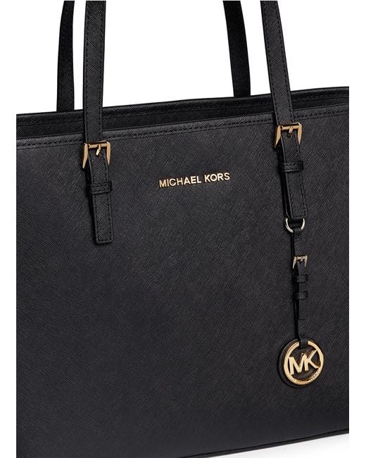 Buy the Michael Kors Saffiano Leather Jet Set Tote Bag Black