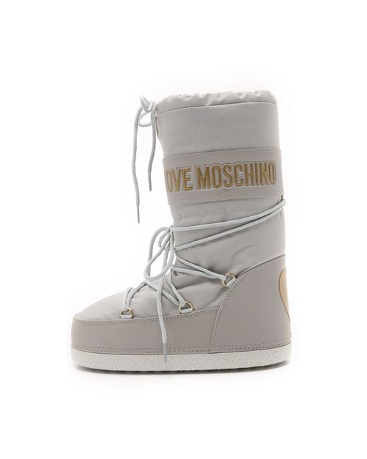 Boutique Moschino Gray Love Moschino Snow Boots - White