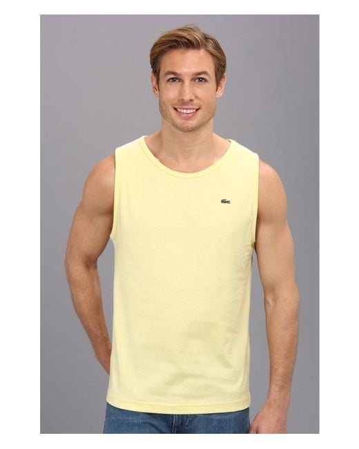 Lacoste Yellow Cotton Jersey Tank Top for men