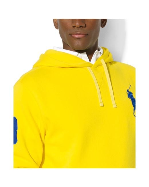 Ralph Lauren Big Pony Beach Fleece Pullover Hoodie in Yellow for