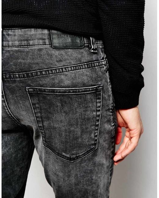 Only & Sons Acid Wash Black Jeans In Slim Fit in Gray for Men | Lyst