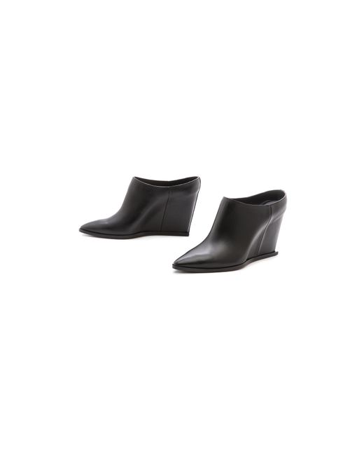 CoSTUME NATIONAL Black Pointed Toe Wedge Mules