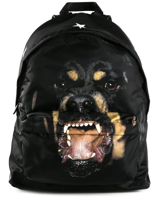 Givenchy Black Rottweiler Print Backpack for men