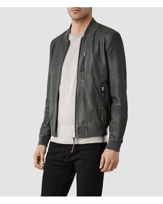 All saints mens leather bomber jacket sale