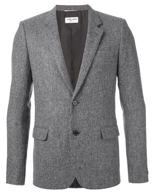 Saint Laurent Herringbone Tweed Blazer in Grey (Gray) for Men | Lyst