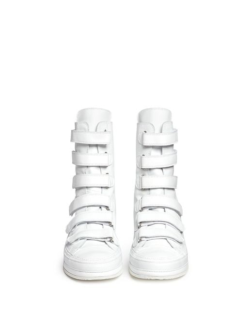 Ann Demeulemeester Velcro Strap Leather Sneaker Boots in White Lyst