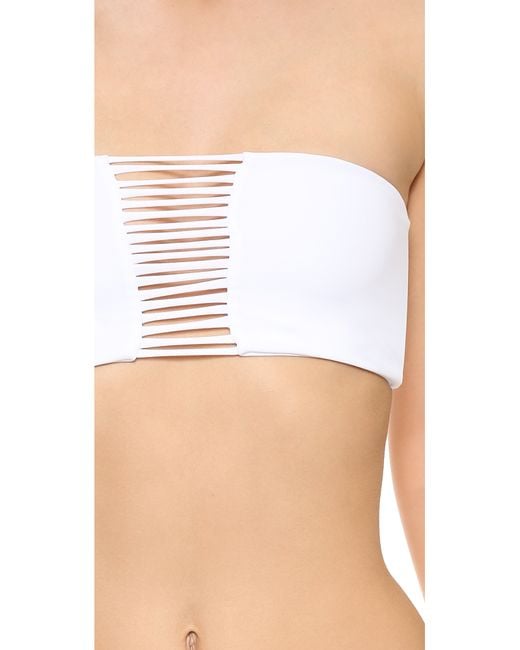 Mikoh Swimwear White Sunset Skinny String Bandeau Bikini Top Foam