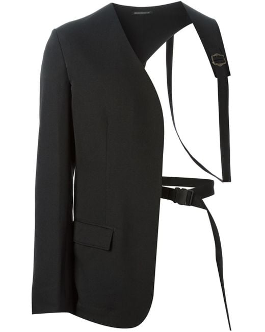 Yohji Yamamoto Black Asymmetric Harness Blazer for men