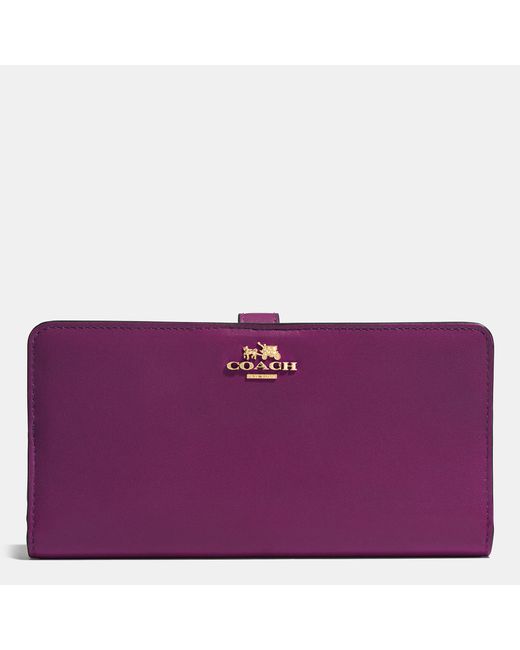COACH Purple Skinny Wallet In Leather