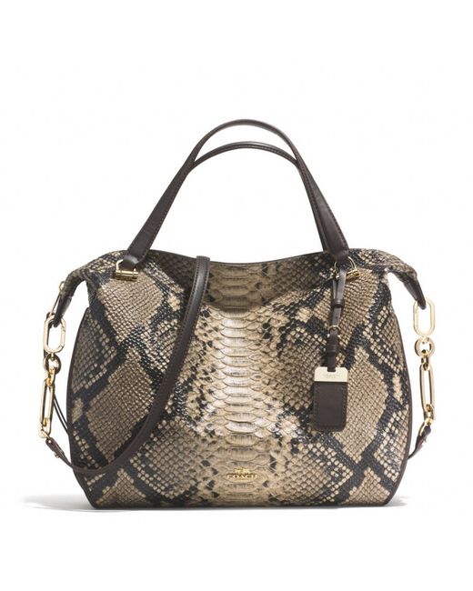 COACH Metallic Madison Large Smythe Satchel in Diamond Python Leather