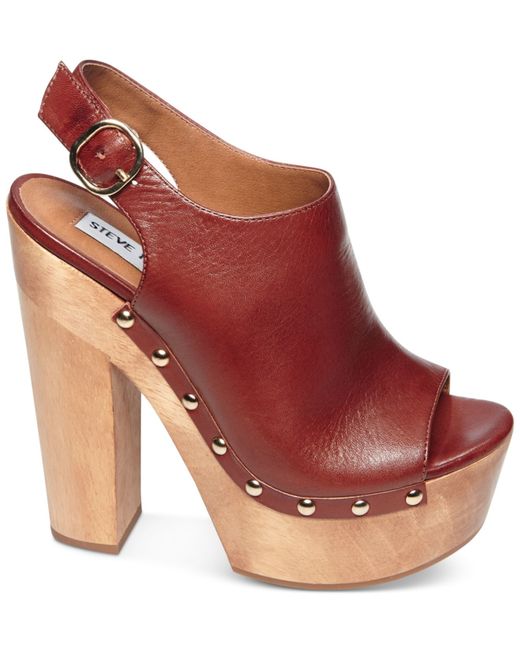 Steve Madden Slngshut Peep-toe Clogs in Brown | Lyst