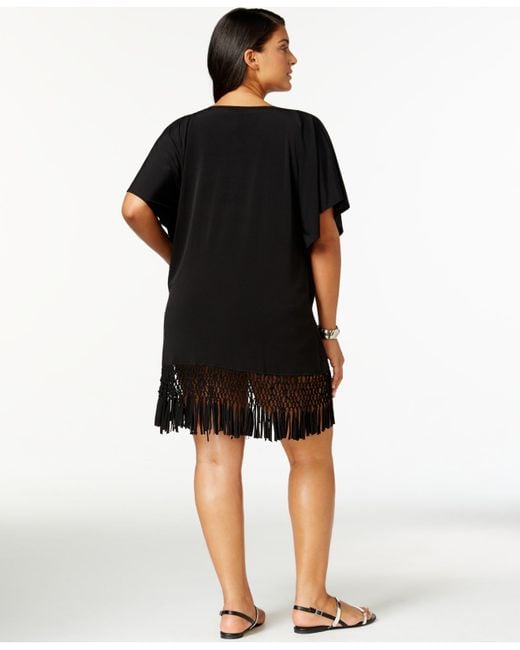 Dotti Plus Size Macrame Fringe Coverup in Black Save 41 Lyst