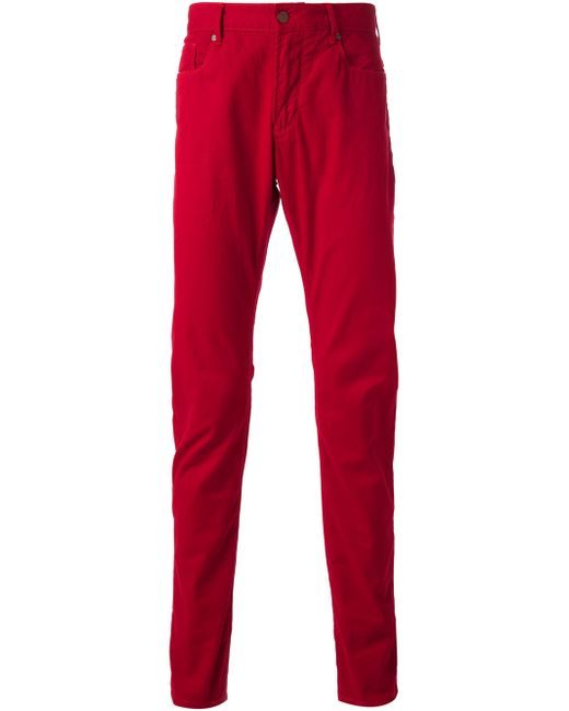 Armani Jeans Skinny Chinos in Red for Men | Lyst