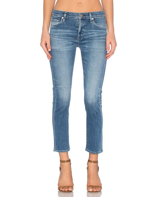 Citizens of humanity Agnes Mid Rise Straight Crop in Blue | Lyst