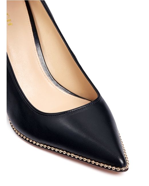 COACH tamera Bead Chain Trim Leather Pumps in Black Lyst