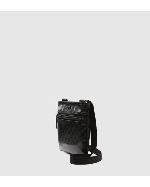 Gucci Black Gg Imprimé Flat Messenger Bag for men