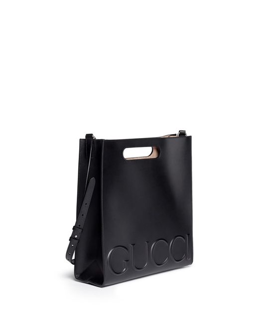 Gucci ' Xl' Large Logo Embossed Tote in Black | Lyst