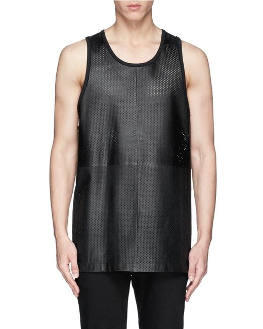 Givenchy Perforated Leather Tank Top in Black for Men
