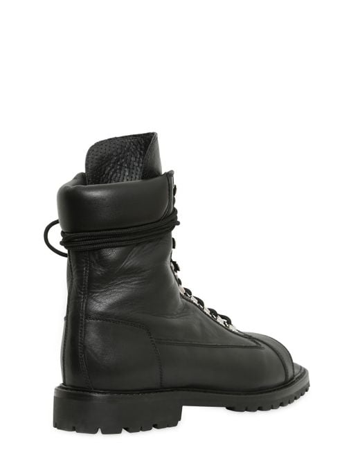 Balmain Open Toe Leather Combat Boots in Black Lyst