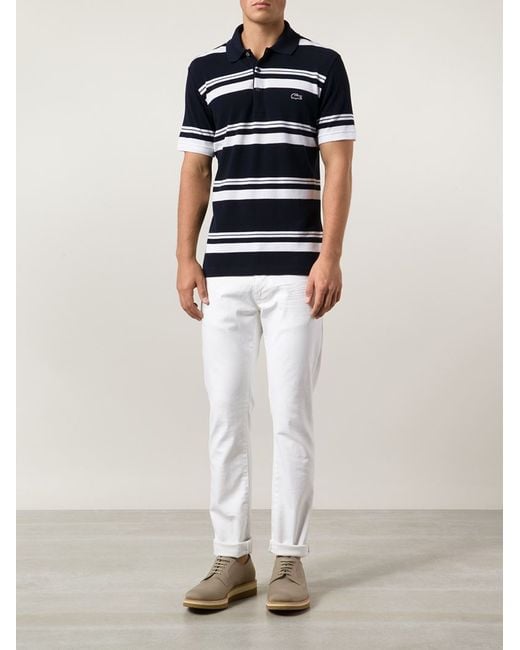 Lacoste Striped Polo Shirt in Blue for Men | Lyst