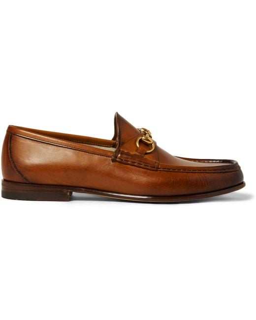 Gucci BurnishedLeather Horsebit Loafers in Brown for Men Lyst UK