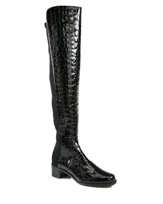 crocodile patent ankle boots