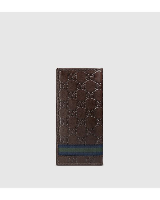 Gucci Brown Ssima Leather Breast Pocket Wallet for men