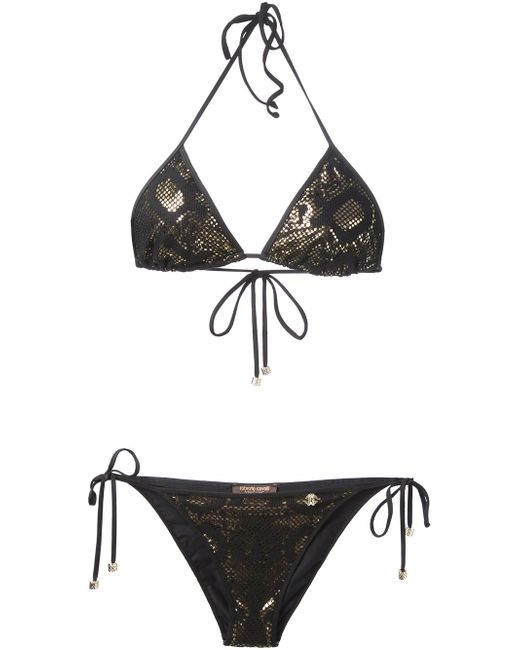 Roberto Cavalli Snakeskin Print Bikini in Black | Lyst