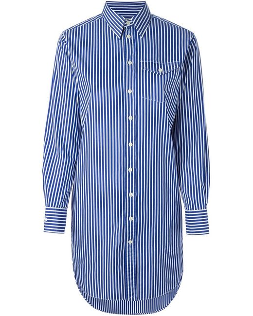 tahari asl blue dress Ralph Lauren blue & white striped 100% cotton smocked dress. Full skir –  Cloud & Bunny main image 0